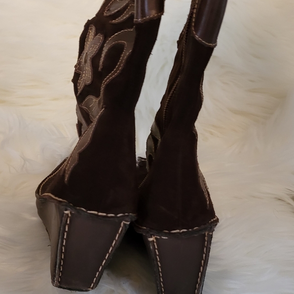 Pons Quintana tall suede and leather western wedge boots 6.5 - Picture 5 of 8